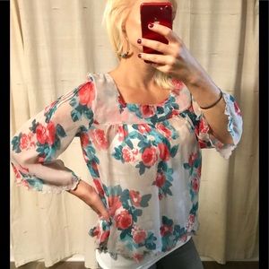 Jessica Simpson floral peasant top.